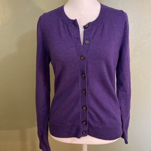 Banana Republic Sweaters - Banana Republic Extra Fine Merino Wool Cardigan Sweater Stretch Purple Sz M